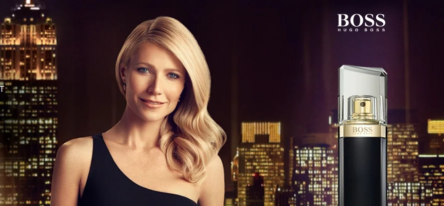 Svart och guldig Hugo Boss Nuit parfymflaska i elegant uppställning